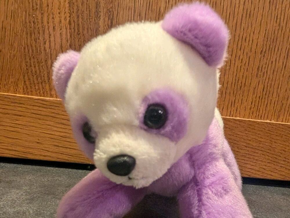 Aurora Panda Bear Purple Stuffed Animal Crawling